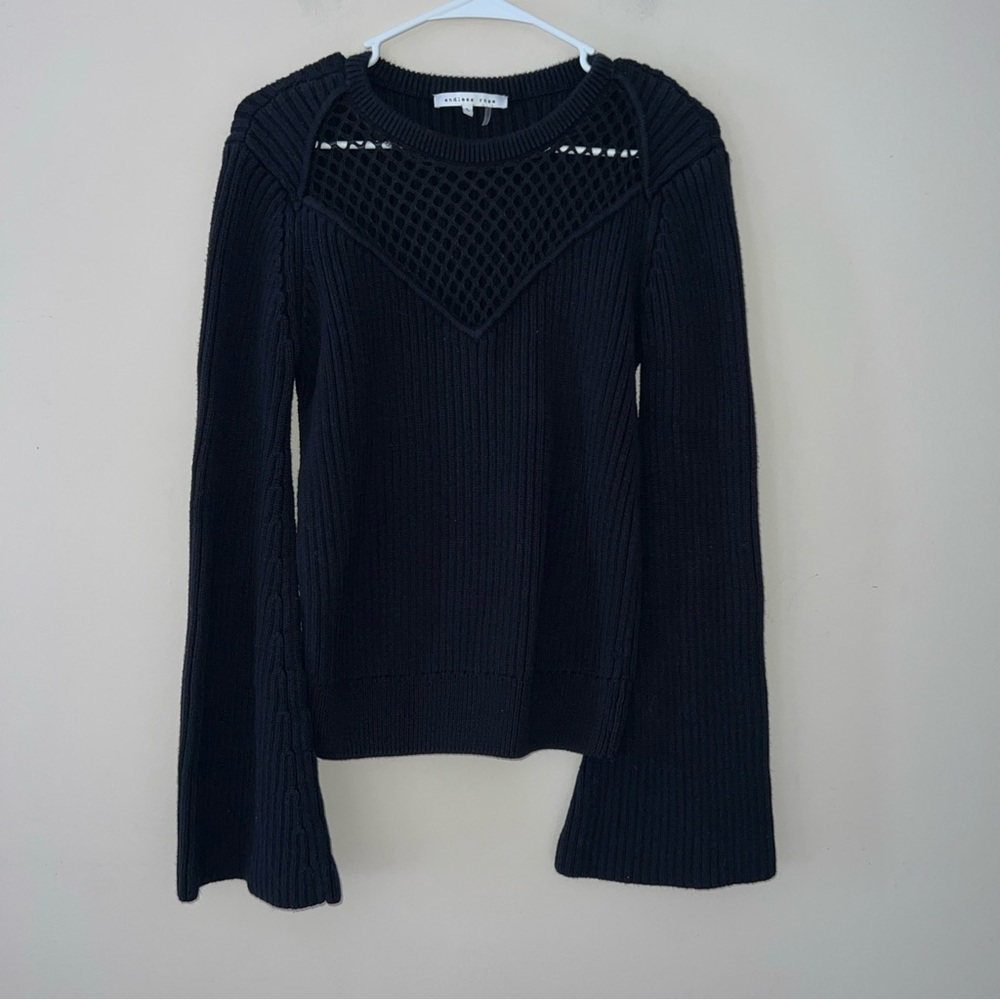 Endless Rose Black Long Sleeve Sweater Ribbed Net  Women’s Size large